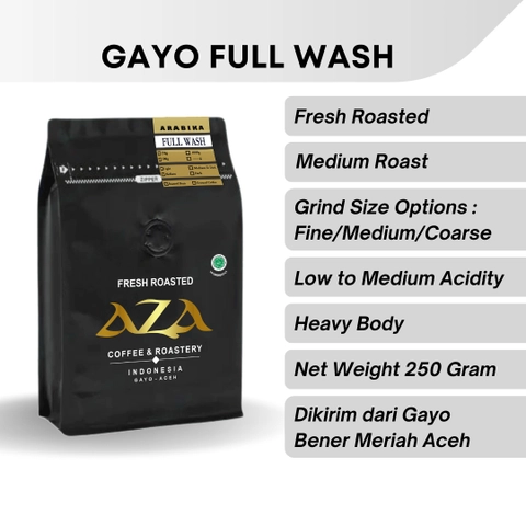 Aza Coffee - Kopi Arabika Aceh Gayo Full Wash Process 250 gr
