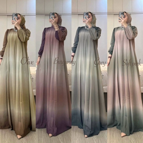 Khisna collection - New set hijab gamis model terbaru wanita gradasi stook terbatas