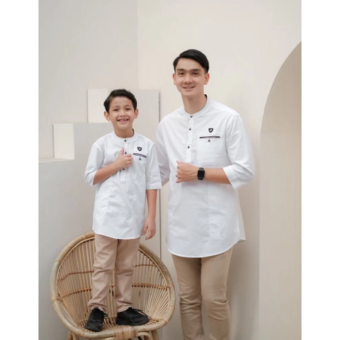 Batik Mafaza - Baju Koko Coupel Muslim anak Dan Ayah Lengan 3per4