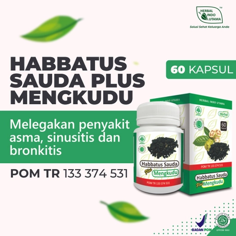 Herbal Indo Utama - HABBATUSSAUDA PLUS MENGKUDU Melegakan Penyakit Asma Herbal Indo Utama
