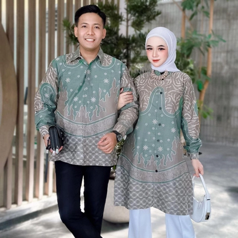 Khisna collection - Batik tunik dan kemeja bisa dipisah motif maheswati sage