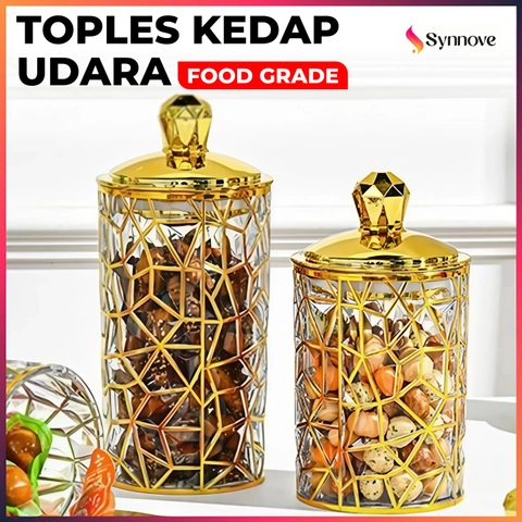Toples Kedap Udara Aesthetic Toples Kaca PMMA Stoples Toples Kue Kering Premium Toples Kue Lebaran W