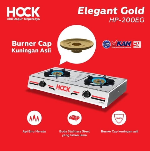 UTAMAMEGA - Kompor Gas 2 Tungku Stainless Hock Elegant Gold - HP 200EG