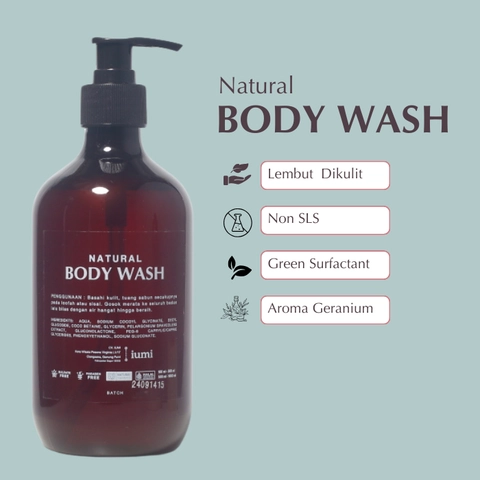 IUMI - Natural Body Wash Green Surfactant non SLS Berbusa Lembut dan Creamy Bersih dan Harum Alami Bunga Ge