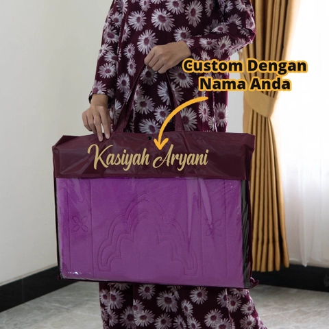 Sajadah Sandar - Sajadah Sandar Multifungsi Untuk Sandar / Sender / Duduk / Lipat - Asyraf Custom Nama - Fuchsia