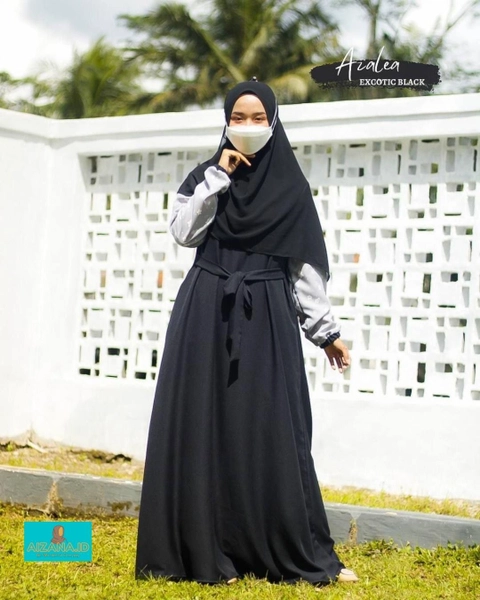 AIZANA MOSLEM FASHION - Gamis Azalea Motif Bunga Eksotis & Sage