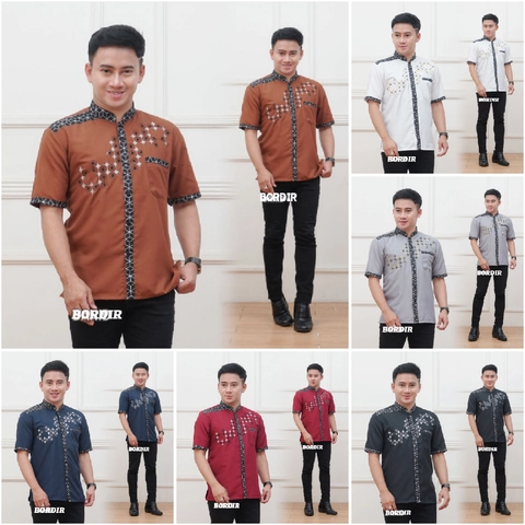 Kois Batik - Baju koko bordir lengan pendek motif azzam