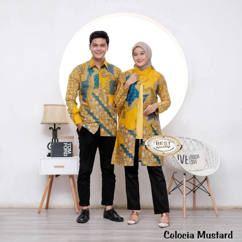 Ks muslim fashion - Atasan couplen Tunik Dan Kemeja Celocia mustrad