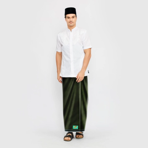 Atlas - Sarung ATLAS Favorit Polos Tanpa Tumpal Warna Hijau Olive
