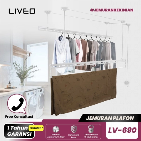 Liveo - Jemuran Lifting Baju Alumunium Liveo LV-690 / Jemuran Plafon
