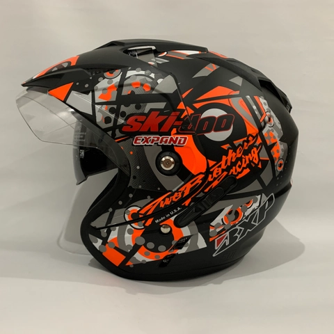 CRX Helmet - Helm JP7 Skidoo Orange Doff - Double Visor (Kaca Clear & Smoke) Helm SNI Helem Dewasa