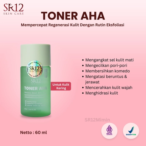 SR12 Mimin - SR12 Toner AHA Toner Eksfoliasi Kulit Kering Dan Memudarkan Flek Hitam