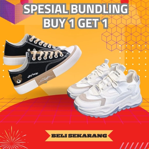 Koekita - Paket Bundling Buy 1 Get 1 Sepatu Kets Sneakers Wanita WB-02 & JN-04