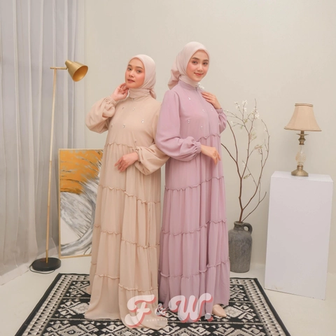 Sakura Baru X FnW - Dress Fatimah Babydoll Rempel Payet Casual Busui Friendly