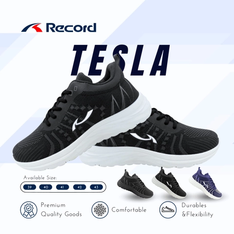 RECORD TESLA I Sepatu Sneaker I Sepatu Sport I Sepatu Sekolah Pria - Size L (39-43)