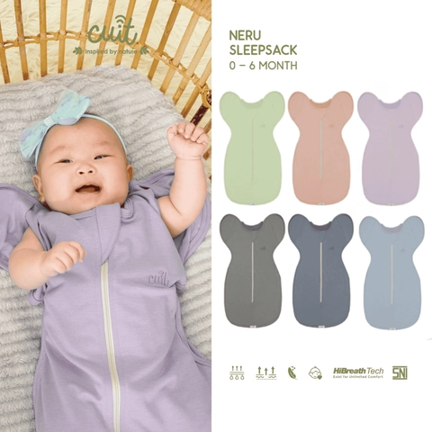 Kintakun Baby - [WARNA BARU] Kantong Tidur Bayi Bedong Bayi Instan Lengan Flexible Neru 0 - 6 Bulan