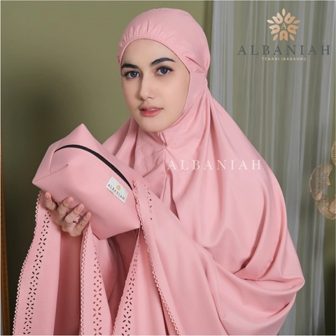 Mukena Dewasa Premium Jumbo Katun Mikro Lasercut Almira