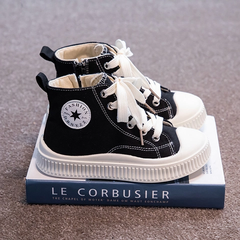 Meonky Official - Sepatu Anak laki laki Perempuan Uk 26-37 Sneakers Canvas OOTD Model tinggi Q - 36