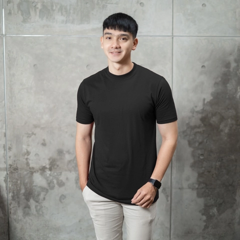 MNDY Footwear - Ansel Black T-shirt - Kaos Polos Pria Lengan Pendek Basic Distro Combed 30s