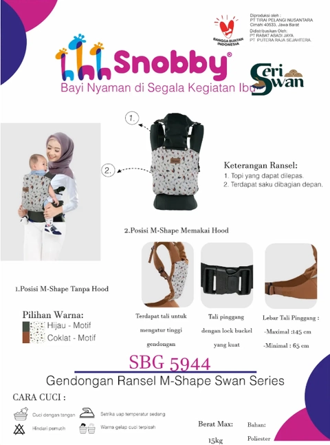 SNOBBY BABY - SBG5944 GENDONGAN RANSEL M-SHAPE SWAN SERIES