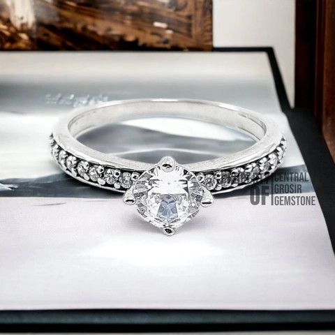 CENTRAL GROSIR GEMSTONE - Cincin Perak Wanita 925 Silver Asli Permata Zirconia Like Ring Berlian