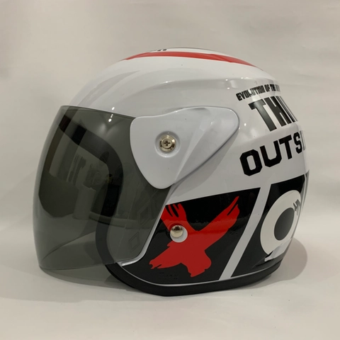Helm Nuvo Outside Putih Glossy - Helm SNI - Helm Dewasa