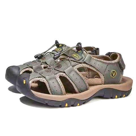 Hipzo - Sandal Gunung Ori SK04 Asli Kulit Sapi Pria Anti Slip