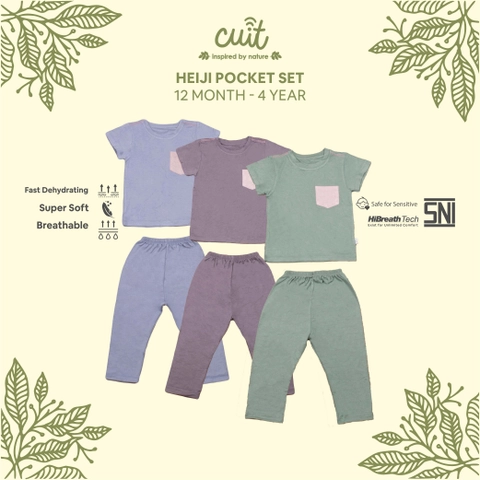 CUIT 1 - 4 Tahun Setelan Anak Unisex Heiji Pocket T-shirt Set
