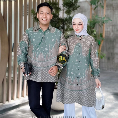 Batik Alfin - Baju atasan muslim Couple kemejan dan tunik motif sekar jagat model terbaru