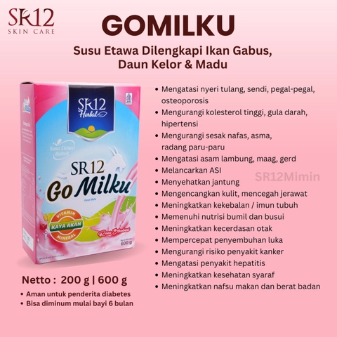 SR12 Mimin - SR12 Gomilku Stroberi Susu Kambing Etawa Dilengkapi Daun Kelor Madu Ikan Gabus Untuk Kesehatan Tubuh