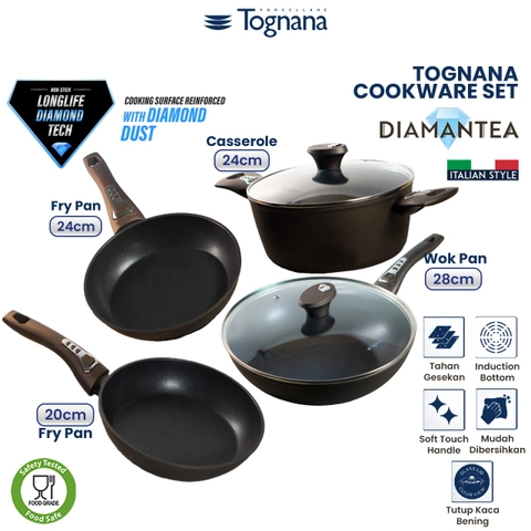 Asta Tognana Italy Bundle Hemat Frying Pan Casserole Wok Premium Cookware Set 4 pcs