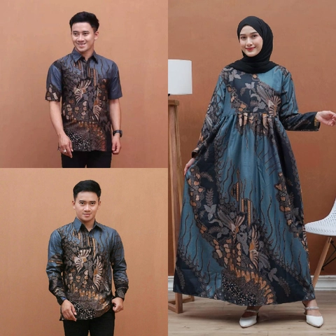 Kois Batik - Batik gamis kemeja hem couplen modern standar jumbo motif tarung abu