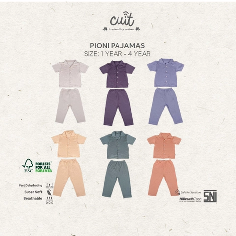 CUIT Baby 1 - 4 Tahun Set Piyama Anak Tangan Pendek Celana Panjang Pioni Unisex