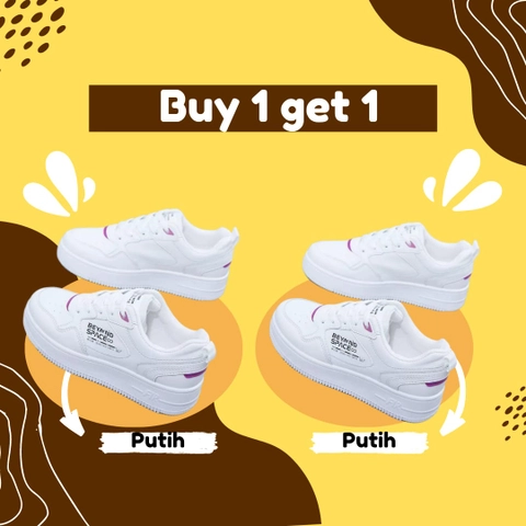 Koekita - Buy 1 Get 1 Sepatu Kets Sneakers Wanita Beyond Space Casual Daily Bs-001-Putih