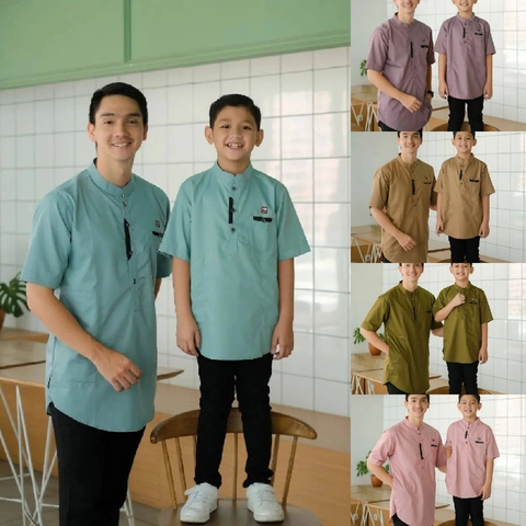 Juragan Kurta - Baju koko couplen ayah dan anak lengan pendek simpel elegan dipandang motif alfian