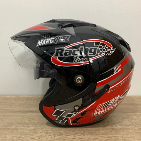 Helm JP7 Racing Hitam Glossy - Double Visor (Kaca Clear & Smoke) Helm SNI Helem Dewasa