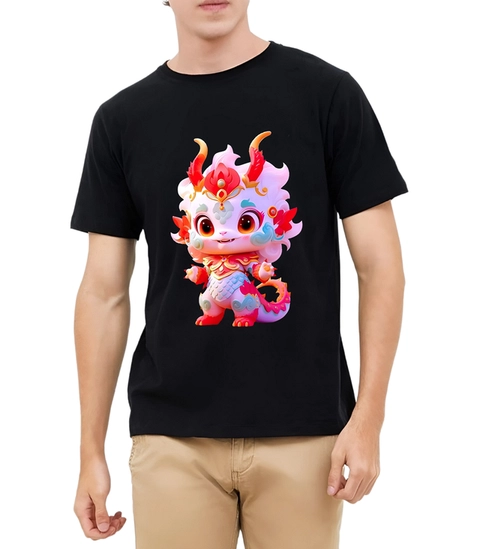 astro - Kaos Pria Gambar 3Dimensi Naga Merah Pink Muda