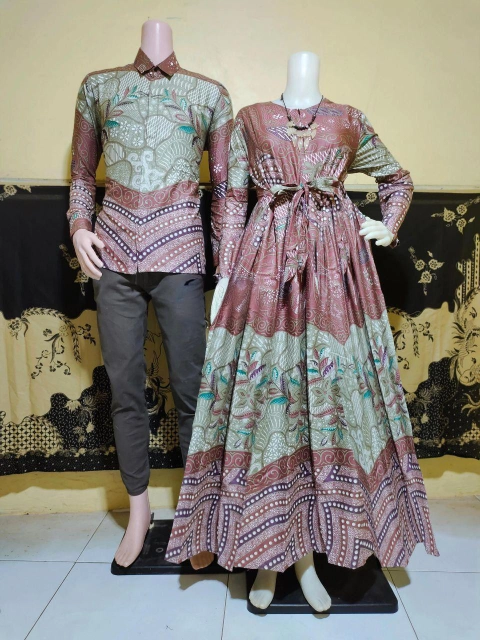Batik Mafaza - Gamis Batik Coupel Kemeja Standar Dan Jumbo boleh dipisah motif klodia