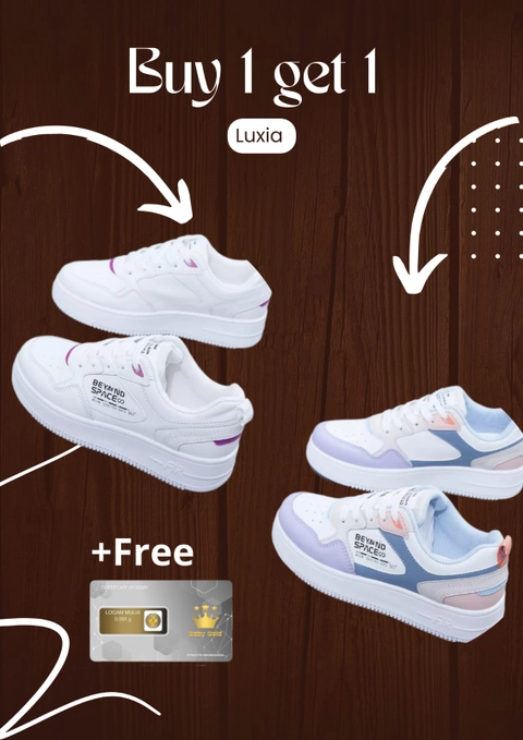 LUXIA - Buy 1 Get 1 Sepatu Kets Sneakers Wanita Beyound Space Free Gold