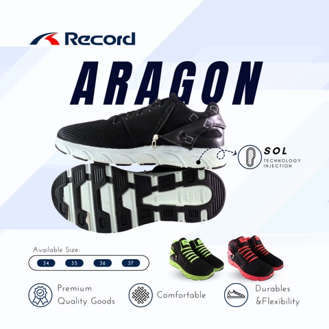 RECORD ARAGON LO I Sepatu Sneaker I Sepatu Sport I Sepatu Pria - Size M (34-37)