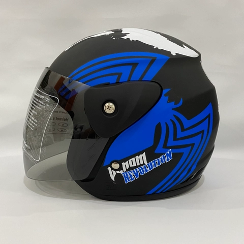 CRX Helmet - Helm Nuvo Venom Biru Doff - Helm SNI - Helm Dewasa