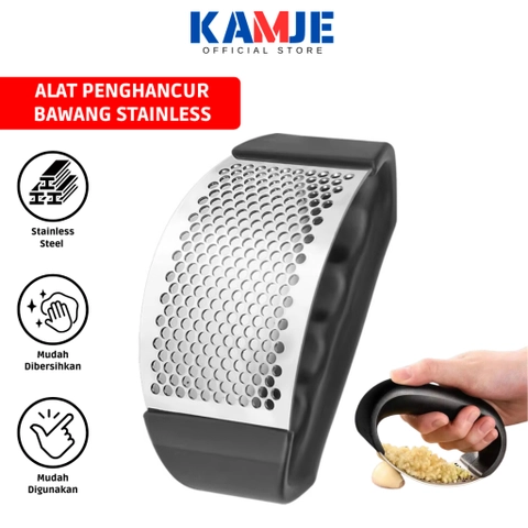 KAMJE Alat Penghancur Pemotong Parutan Penggerus Bawang Putih Stainless Steel KMJ007