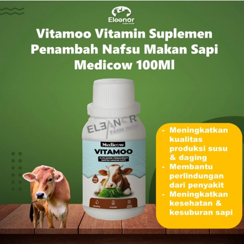 Eleanor Farm Shop - Vitamoo Vitamin Penambah Nafsu Makan Ternak Sapi Domba Medicow 100Ml