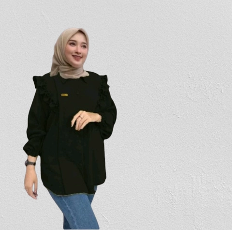 Bursanekashop - kemeja crinkle blouse bony / kemeja wanita muslimah / blouse kantor