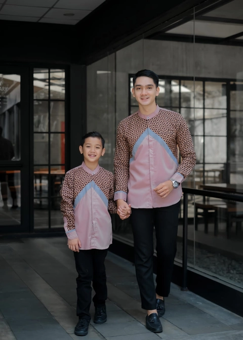 Juragan Kurta - Baju koko couplen ayah dan anak kombinasi batik motif bahrul