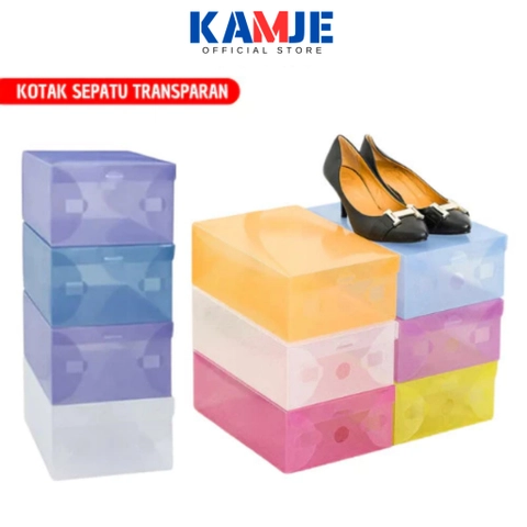 KAMJE Kotak Sepatu Transparan Tebal Serbaguna Shoes Box Tempat Penyimpanan Sandal KMJ266