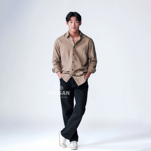 FADSAN - Koko Katun Organik Lengan Panjang Ayah & Anak Warna Sand Stone - Grit Series
