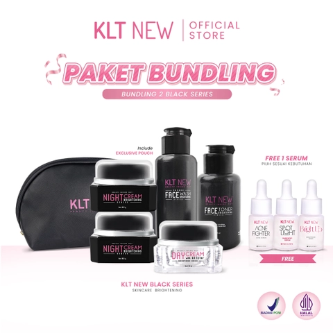 KLT NEW - Paket Bundling KLT Black Series dan Night Cream - Free Serum BrightUp