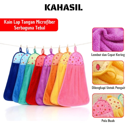 KAHASIL - Kain Lap Tangan Microfiber Gantung Wastafel Serbet Dapur Handuk Lembut Tebal Serbaguna