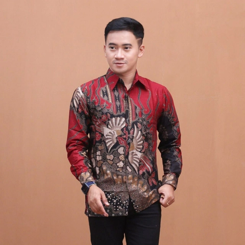 Ks muslim fashion - Kemeja Batik Pria Lengan panjang Motif manok tarung